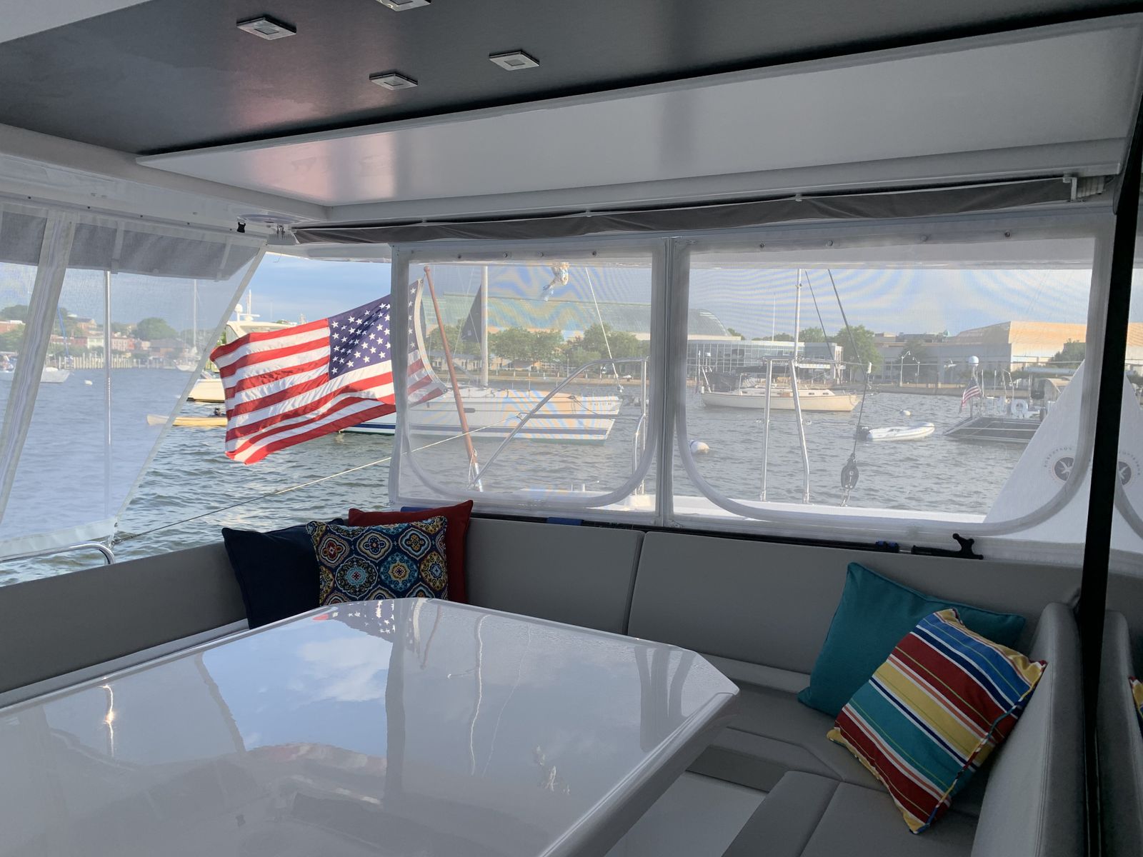 Aft cockpit under canvas enclosure